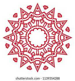 Floral Geometric Pattern with hand-drawing Mandala. Vector super illustration. For fabric, textile, bandana, scarg, print.