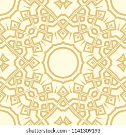 Floral Geometric Pattern with hand-drawing Mandala. Vector super illustration. For fabric, textile, bandana, scarg, transcendental print.