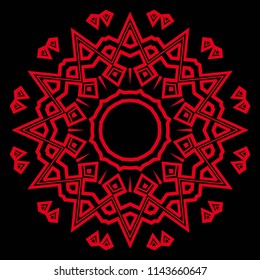 Floral Geometric Pattern with hand-drawing Mandala. Vector super illustration. For fabric, textile, bandana, scarg, print.