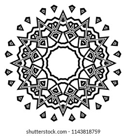 Floral Geometric Pattern with hand-drawing Mandala. Vector super illustration. For fabric, textile, bandana, scarg, colored print