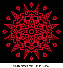 Floral Geometric Pattern with hand-drawing Mandala. Vector super illustration. For fabric, textile, bandana, scarg, print.
