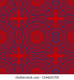 Floral Geometric Pattern with hand-drawing Mandala. Vector super illustration. For fabric, textile, bandana, scarg, transcendental print.