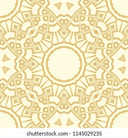 Floral Geometric Pattern with hand-drawing Mandala. Vector super illustration. For fabric, textile, bandana, scarg, transcendental print.