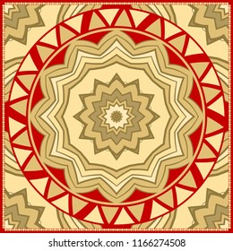 Floral Geometric Pattern with hand-drawing Mandala. illustration. For fabric, textile, bandana, scarg, print