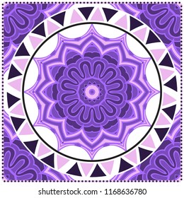 Floral Geometric Pattern with hand-drawing Mandala. illustration. For fabric, textile, bandana, pillowcarpet print