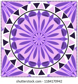 Floral Geometric Pattern with hand-drawing Mandala. illustration. For fabric, textile, bandana, pillowcarpet print