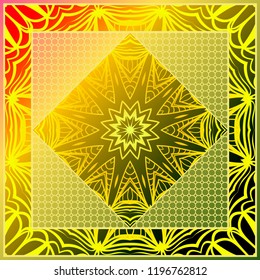 Floral Geometric Pattern with hand-drawing Mandala. illustration. For fabric, textile, bandana, scarg, print