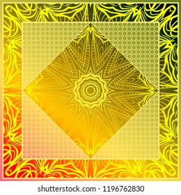 Floral Geometric Pattern with hand-drawing Mandala. illustration. For fabric, textile, bandana, pillowcarpet print