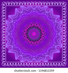 Floral Geometric Pattern with hand-drawing Mandala. illustration. For fabric, textile, bandana, pillowcarpet print