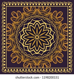 Floral Geometric Pattern with hand-drawing Mandala. illustration. For fabric, textile, bandana, pillowcarpet print