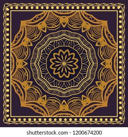 Floral Geometric Pattern with hand-drawing Mandala. illustration. For fabric, textile, bandana, pillowcarpet print