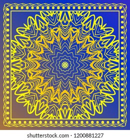 Floral Geometric Pattern with hand-drawing Mandala. illustration. For fabric, textile, bandana, scarg, print