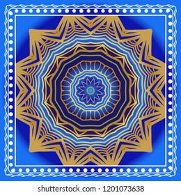 Floral Geometric Pattern with hand-drawing Mandala. illustration. For fabric, textile, bandana, pillowcarpet print
