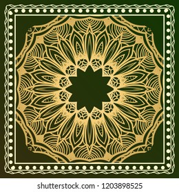Floral Geometric Pattern with hand-drawing Mandala. illustration. For fabric, textile, bandana, pillowcarpet print