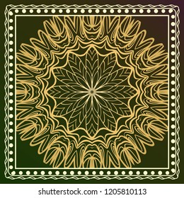 Floral Geometric Pattern with hand-drawing Mandala. illustration. For fabric, textile, bandana, pillowcarpet print