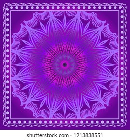 Floral Geometric Pattern with hand-drawing Mandala. illustration. For fabric, textile, bandana, pillowcarpet print