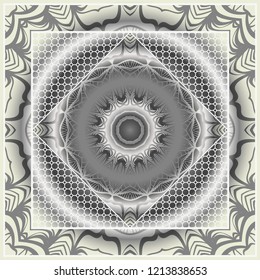 Floral Geometric Pattern with hand-drawing Mandala. illustration. For fabric, textile, bandana, pillowcarpet print