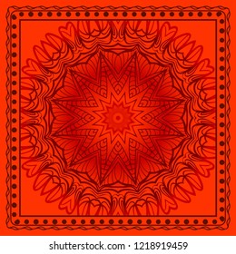 Floral Geometric Pattern with hand-drawing Mandala. illustration. For fabric, textile, bandana, pillowcarpet print