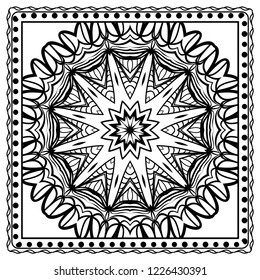 Floral Geometric Pattern with hand-drawing Mandala. illustration. For fabric, textile, bandana, pillowcarpet print