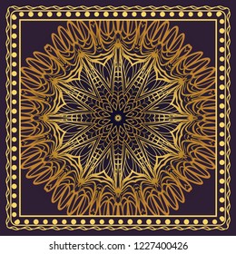 Floral Geometric Pattern with hand-drawing Mandala. illustration. For fabric, textile, bandana, pillowcarpet print