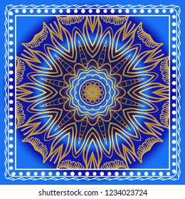 Floral Geometric Pattern with hand-drawing Mandala. illustration. For fabric, textile, bandana, scarg, print