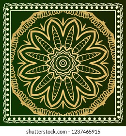 Floral Geometric Pattern with hand-drawing Mandala. illustration. For fabric, textile, bandana, pillowcarpet print