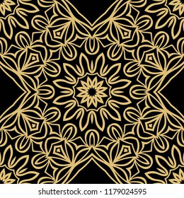 Floral Geometric Pattern with hand-drawing ornament. Vector super illustration. For fabric, textile, bandana, scarg, colored print.