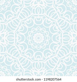 Floral Geometric Pattern with hand-drawing ornament. Vector super illustration. For fabric, textile, bandana, scarg, colored print.