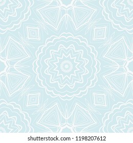Floral Geometric Pattern with hand-drawing ornament. Vector super illustration. For fabric, textile, bandana, scarg, colored print.