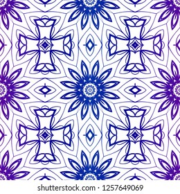 Floral Geometric Pattern With Hand-Drawing Ornament. Vector Seamless Illustration. Tribal Ethnic Arabic, Indian, Motif. For Interior Design, Wallpaper.
