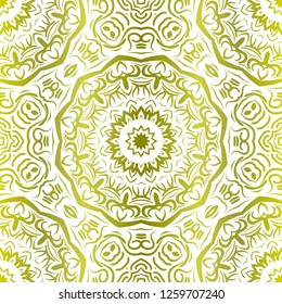 Floral Geometric Pattern with hand-drawing ornament. Vector super illustration. For fabric, textile, bandana, scarg, colored print.