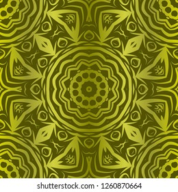 Floral Geometric Pattern with hand-drawing ornament. Vector super illustration. For fabric, textile, bandana, scarg, colored print.