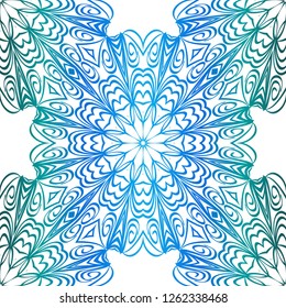 Floral Geometric Pattern with hand-drawing ornament. Vector super illustration. For fabric, textile, bandana, scarg, colored print.