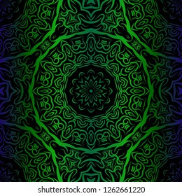 Floral Geometric Pattern with hand-drawing ornament. Vector super illustration. For fabric, textile, bandana, scarg, colored print.