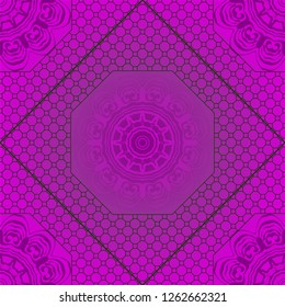 Floral Geometric Pattern with hand-drawing ornament. Vector super illustration. For fabric, textile, bandana, scarg, colored print.
