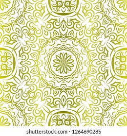 Floral Geometric Pattern with hand-drawing ornament. Vector super illustration. For fabric, textile, bandana, scarg, colored print.
