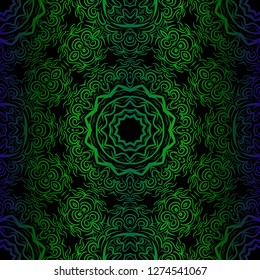 Floral Geometric Pattern with hand-drawing ornament. Vector super illustration. For fabric, textile, bandana, scarg, colored print.