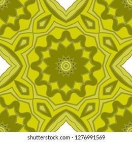 Floral Geometric Pattern with hand-drawing ornament. Vector super illustration. For fabric, textile, bandana, scarg, colored print.