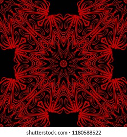 Floral Geometric Pattern with hand-drawing seamless. illustration. For fabric, textile, bandana, pillowcarpet print