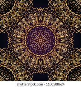 Floral Geometric Pattern with hand-drawing seamless. illustration. For fabric, textile, bandana, pillowcarpet print