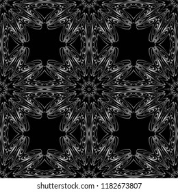 Floral Geometric Pattern with hand-drawing seamless. illustration. For fabric, textile, bandana, pillowcarpet print
