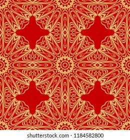 Floral Geometric Pattern with hand-drawing seamless. illustration. For fabric, textile, bandana, pillowcarpet print