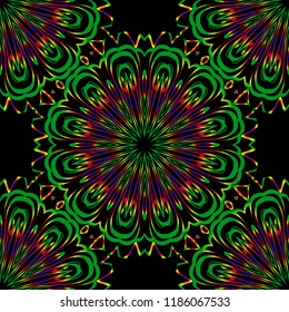Floral Geometric Pattern with hand-drawing seamless. illustration. For fabric, textile, bandana, pillowcarpet print