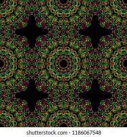 Floral Geometric Pattern with hand-drawing seamless. illustration. For fabric, textile, bandana, pillowcarpet print