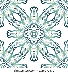 Floral Geometric Pattern with hand-drawing seamless. illustration. For fabric, textile, bandana, pillowcarpet print