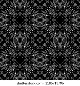 Floral Geometric Pattern with hand-drawing seamless. illustration. For fabric, textile, bandana, pillowcarpet print