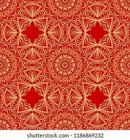 Floral Geometric Pattern with hand-drawing seamless. illustration. For fabric, textile, bandana, pillowcarpet print