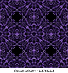 Floral Geometric Pattern with hand-drawing seamless. illustration. For fabric, textile, bandana, pillowcarpet print