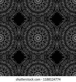 Floral Geometric Pattern with hand-drawing seamless. illustration. For fabric, textile, bandana, pillowcarpet print