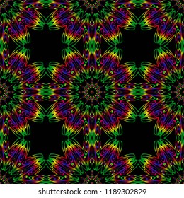 Floral Geometric Pattern with hand-drawing seamless. illustration. For fabric, textile, bandana, pillowcarpet print